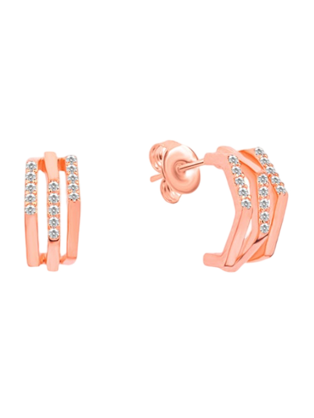 

Nistra Rose Gold-Plated Geometric Cubic Zirconia Studs Earrings