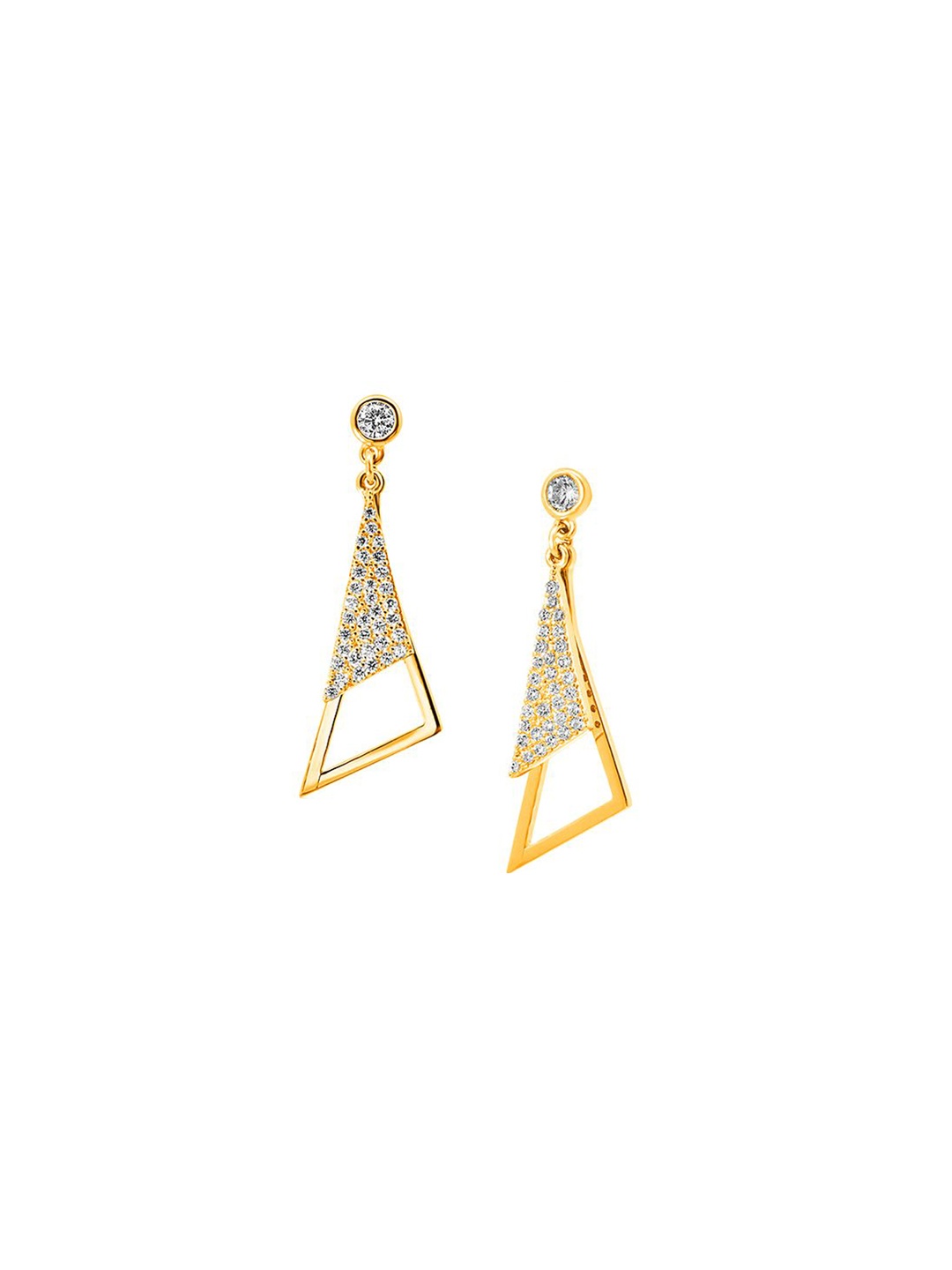 

Nistra Cubic Zirconia Sterling Silver Gold Plated Triangular Drop Earrings