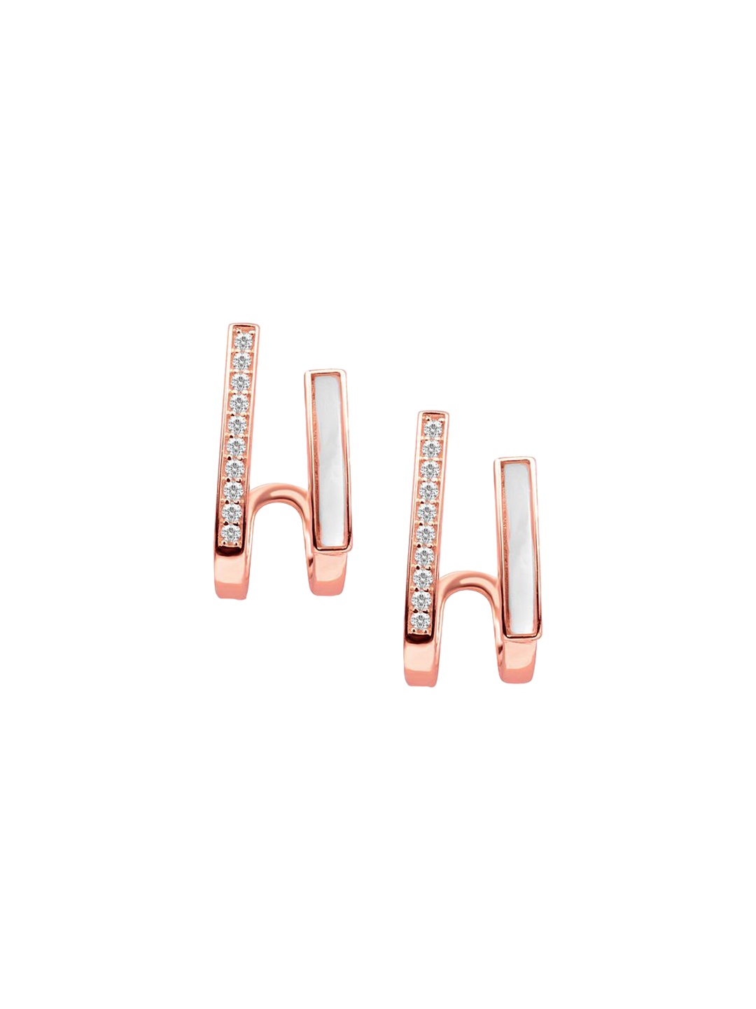 

Nistra Women Geometric Studs Earrings, Rose gold