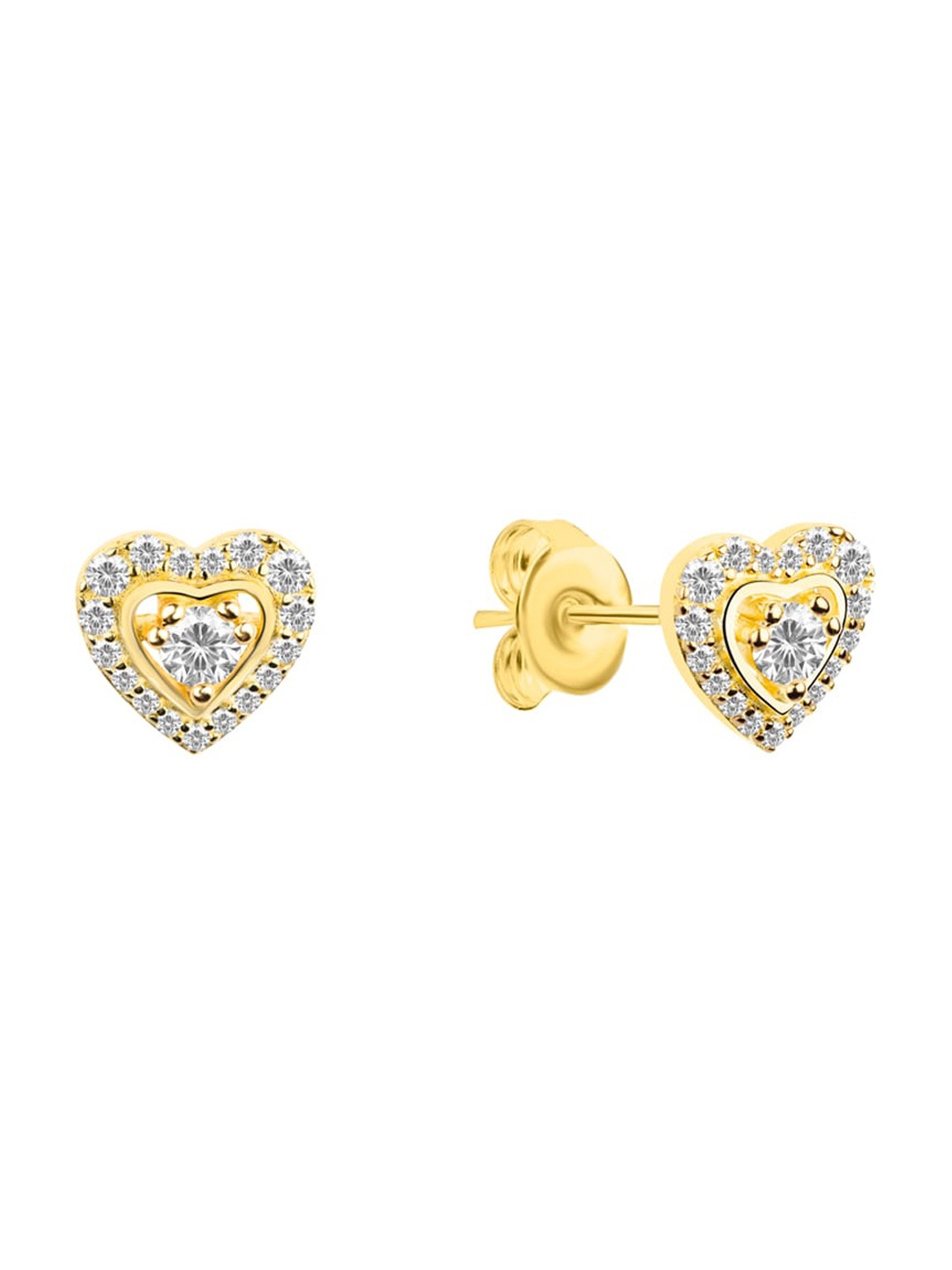 

Nistra Women Heart Shaped Studs Earrings, Gold
