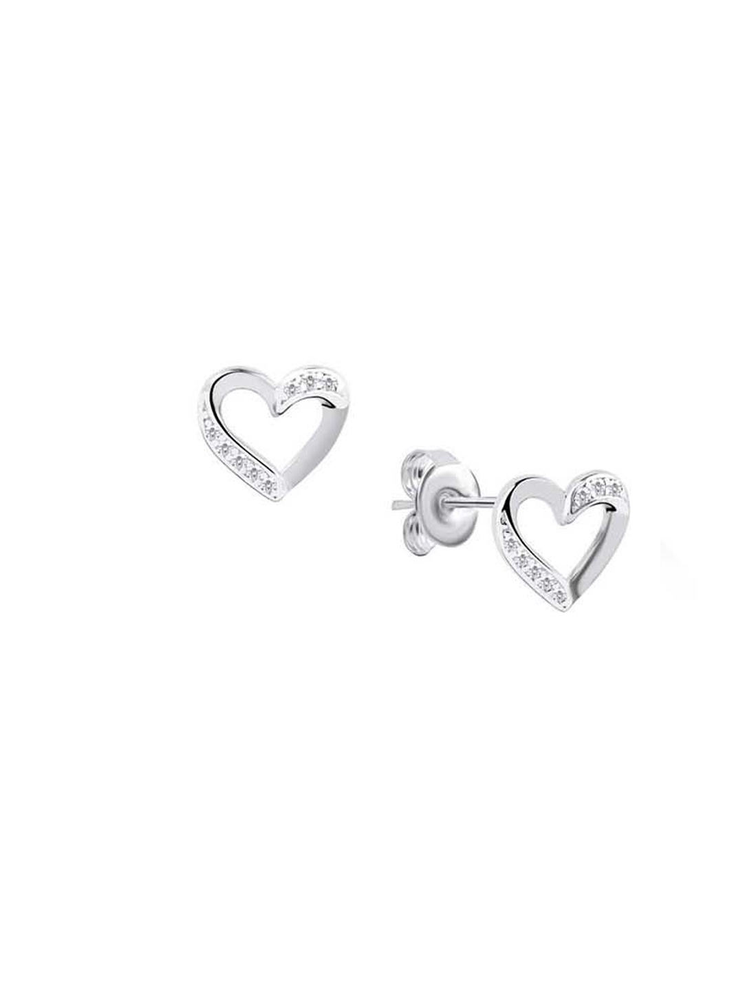 

Nistra Rhodium-Plated Sterling Silver Heart Shaped Studs Earrings