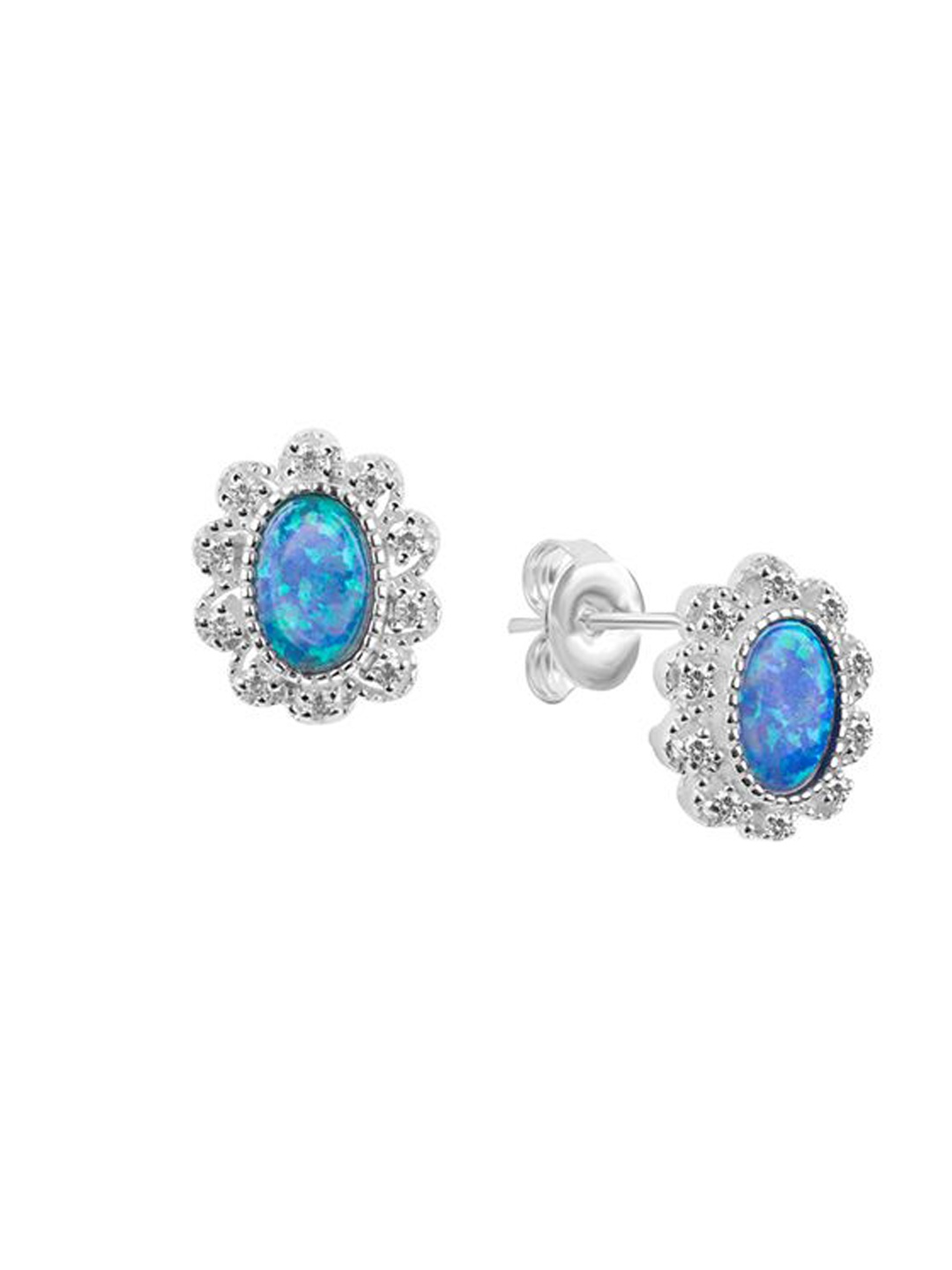 

Nistra Women Oval Studs Earrings, Silver