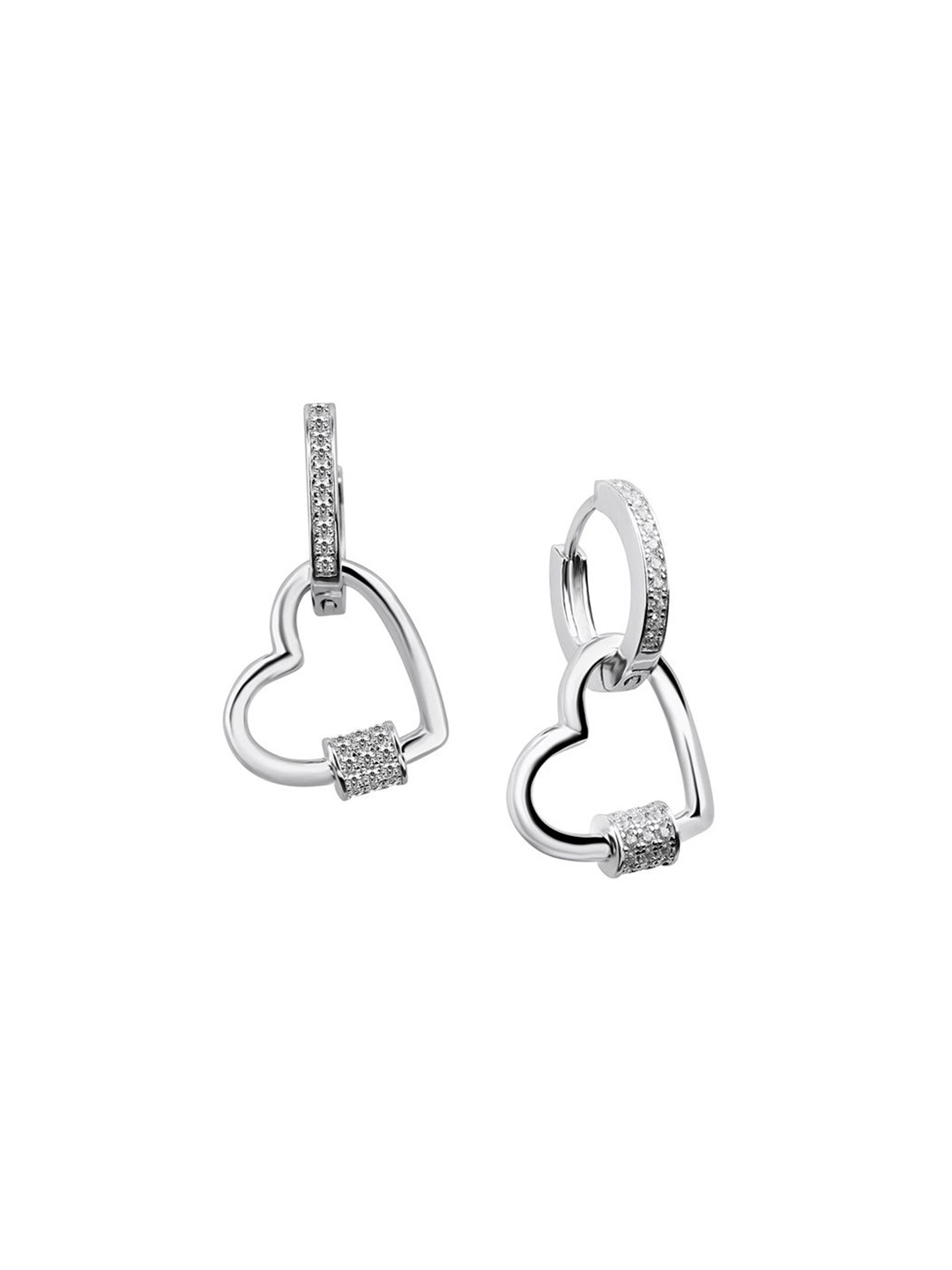 

Nistra Dangling Heartline Sterling Silver Rhodium-Plated Cubic Zirconia Drop Earrings