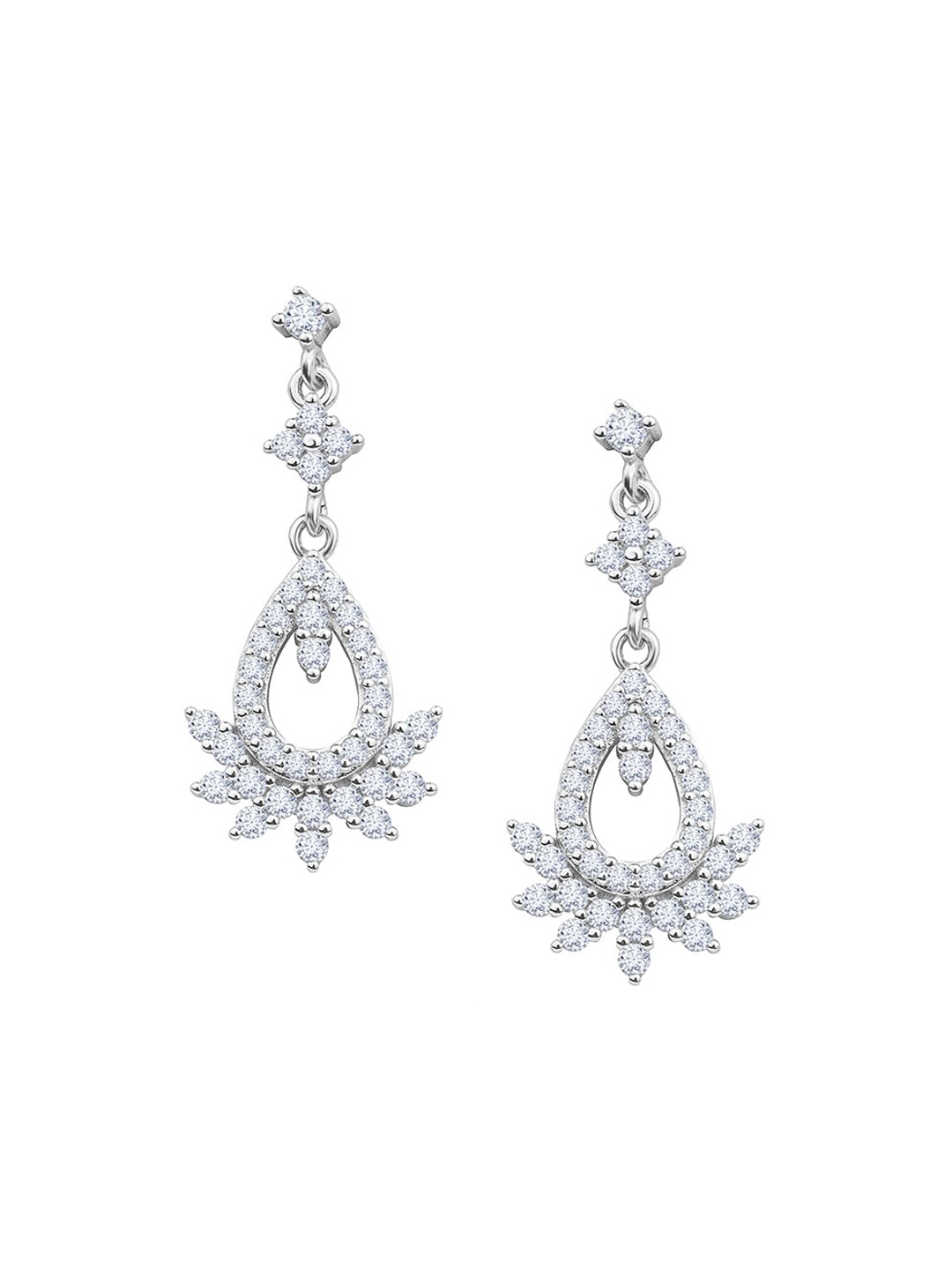 

Nistra Rhodium-Plated Classic Cubic Zirconia Drop Earrings, Silver