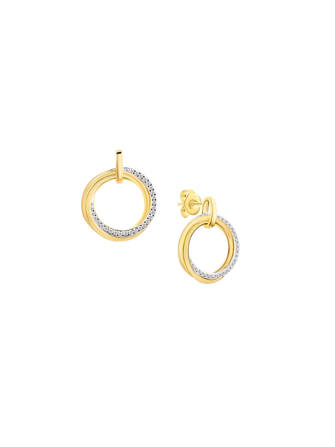 

Nistra Cubic Zirconia Sterling Silver Circular Studs Earrings, Gold