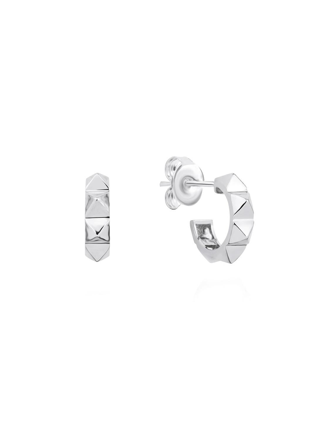 

Nistra Rhodium-Plated Sterling Silver Geometric Half Hoop Earrings