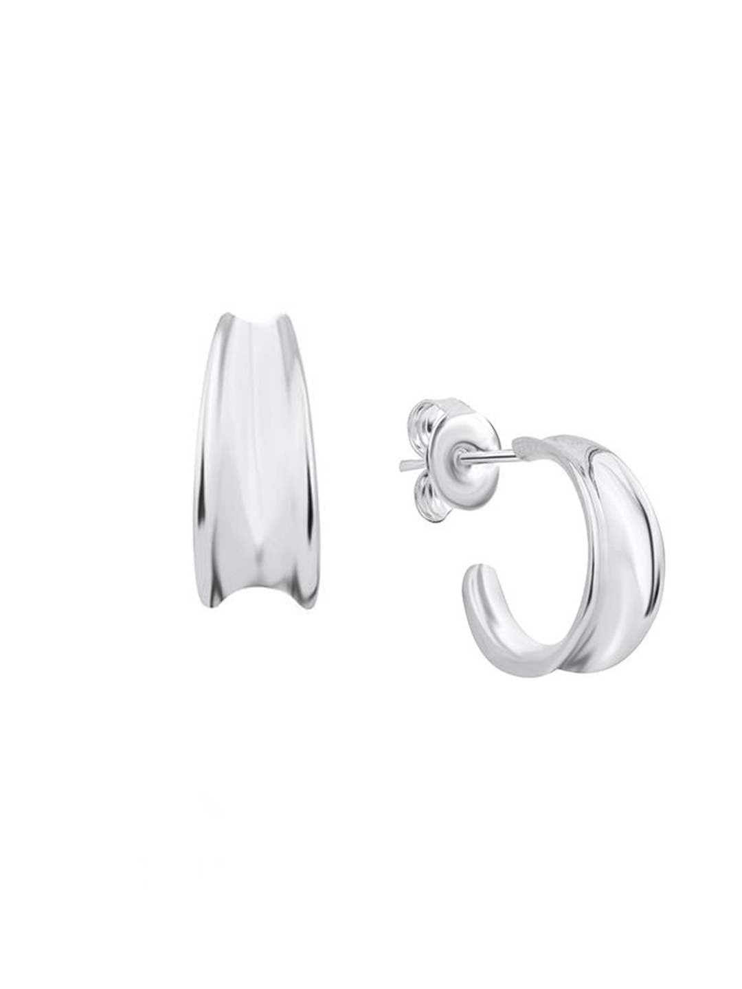 

Nistra Women Circular Half Hoop Earrings, Silver