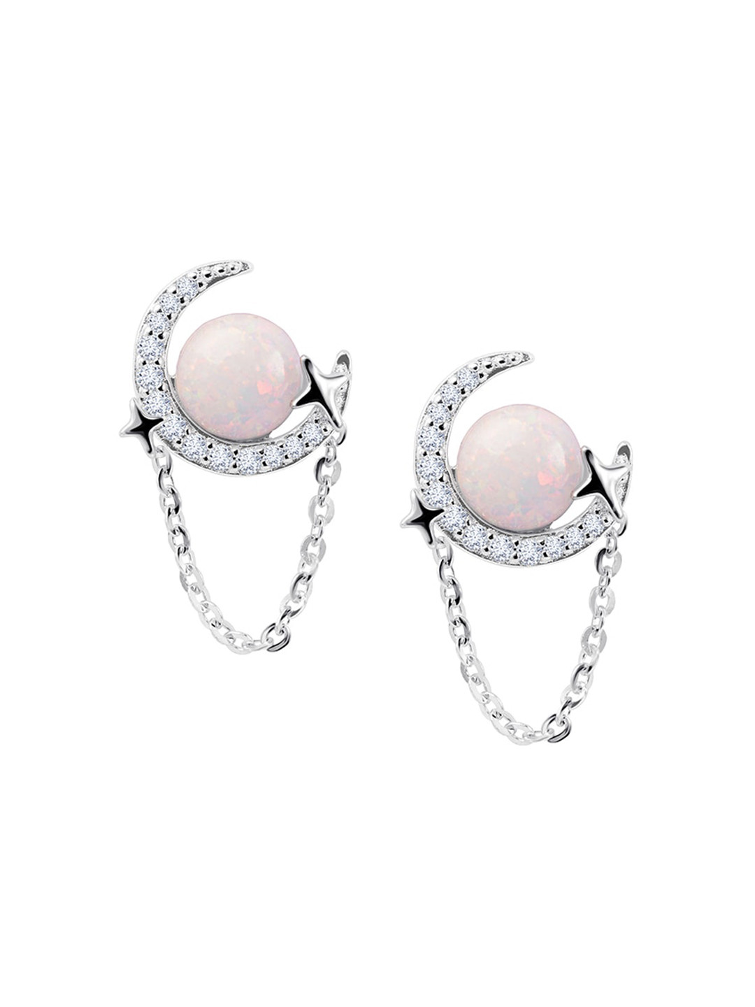 

Nistra Opal Rhodium Plated Sterling Silver Drop Earrings