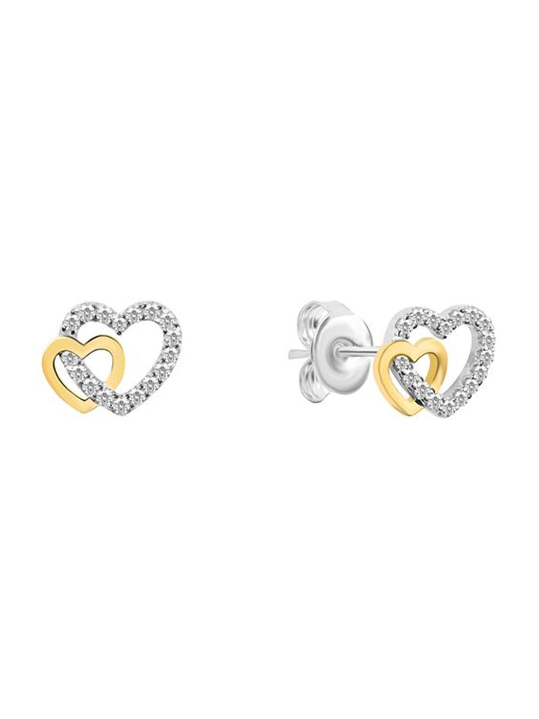 

Nistra Sterling Silver Cubic Zirconia Heart Shaped Studs Earrings
