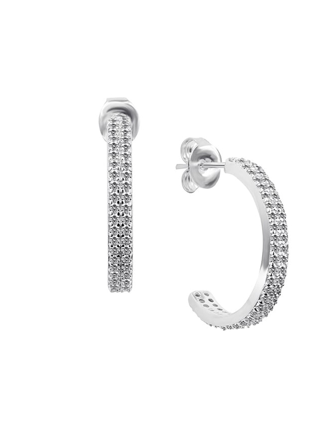 

Nistra Rhodium-Plated Sterling Silver Circular Half Hoop Earrings