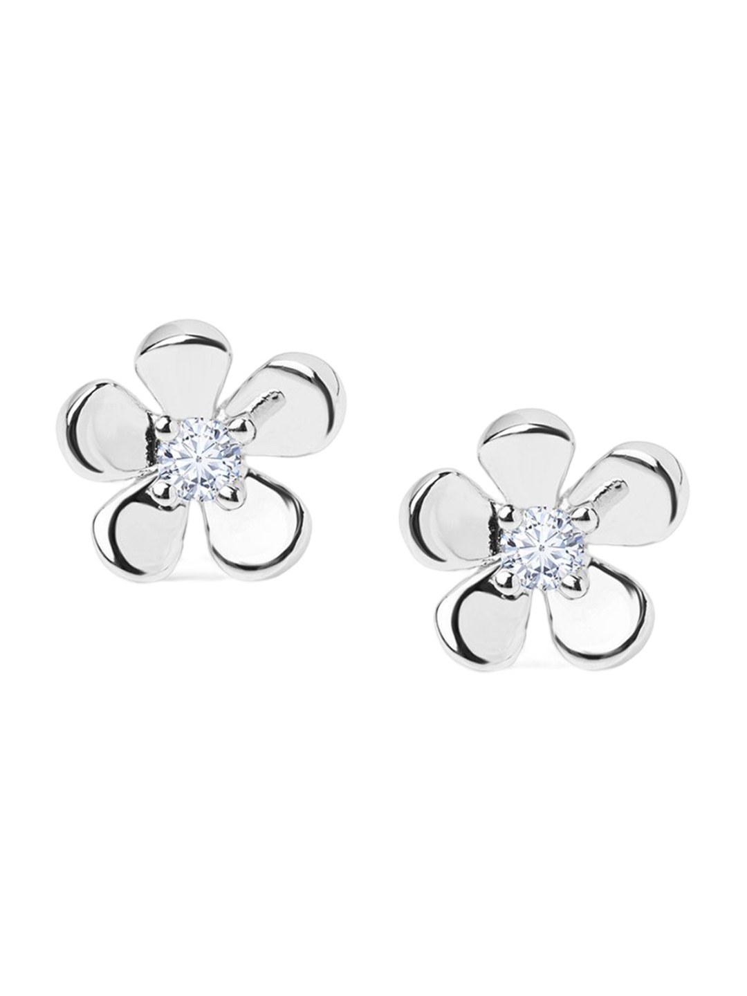 

Nistra Blossoming Beauty Sterling Silver Rhodium-Plated Cubic Zirconia Studded Earrings