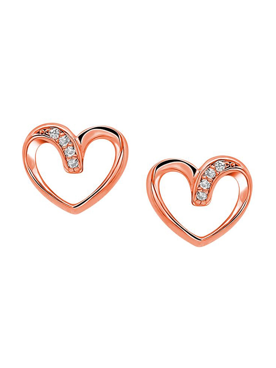 

Nistra Women Heart Shaped Studs Earrings, Rose gold