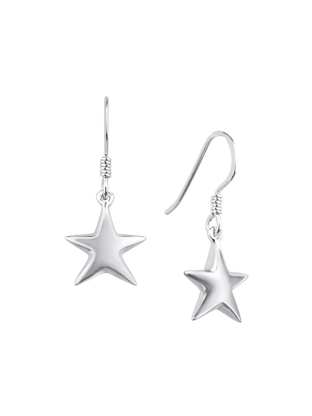 

Nistra Rhodium-Plated Sterling Silver Star Shaped Drop Earrings