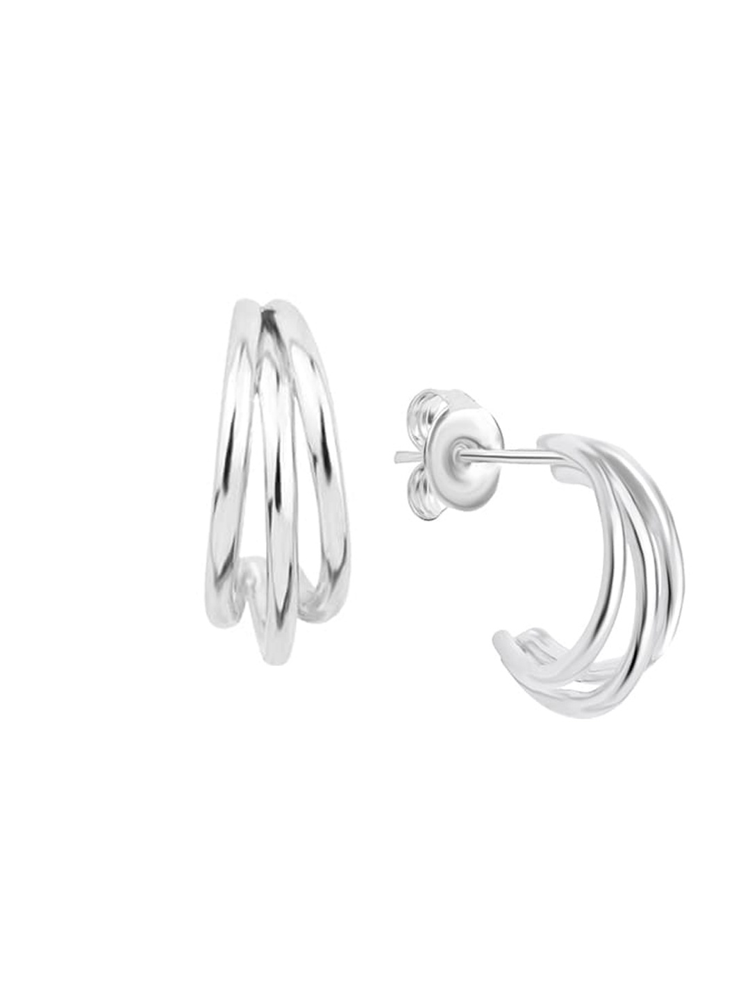 

Nistra Rhodium-Plated Sterling Silver Circular Studs Earrings