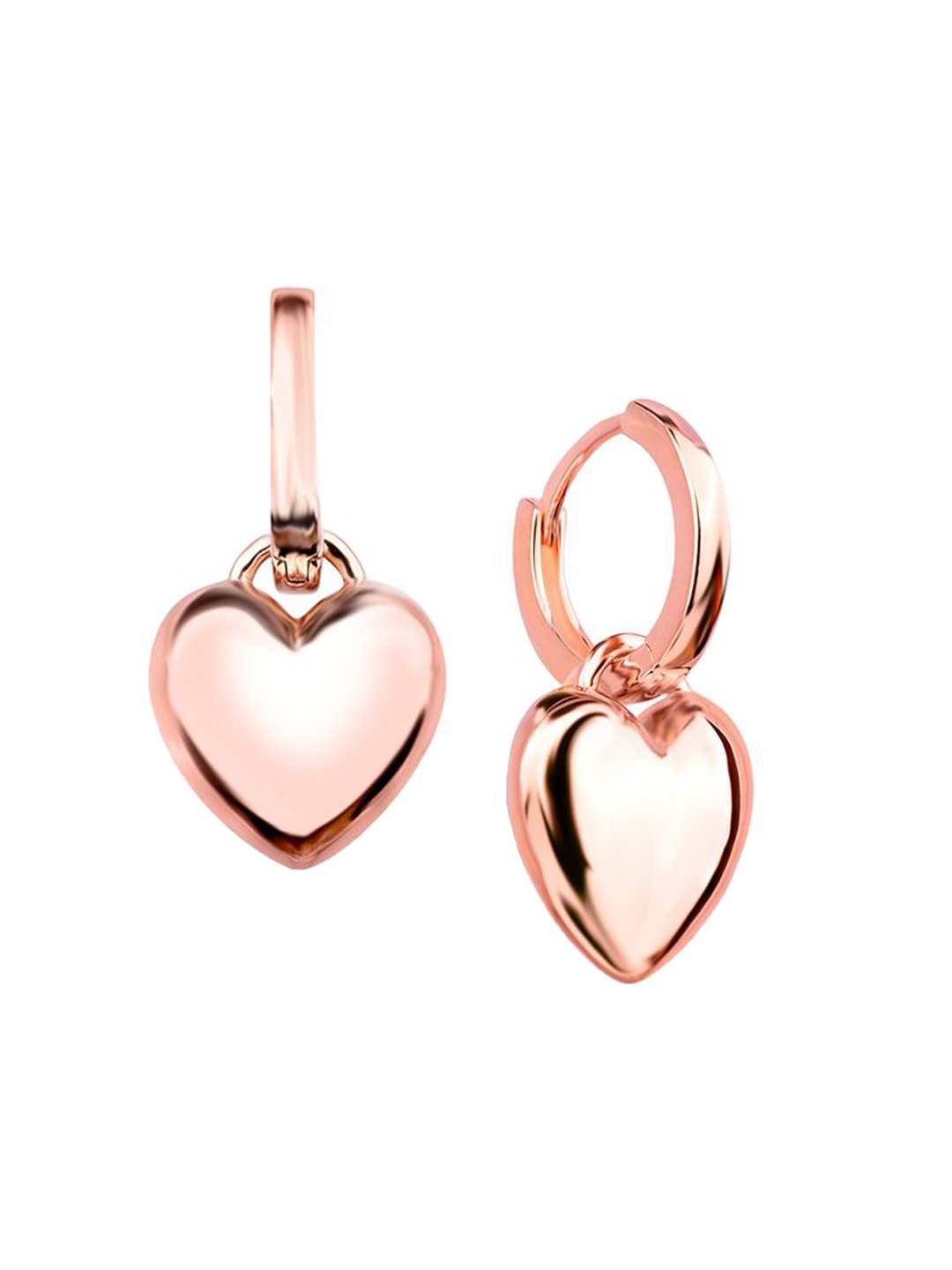 

Nistra Sugar Swing Rose Gold Plated Sterling Silver Heart Shaped Hoop Earrings