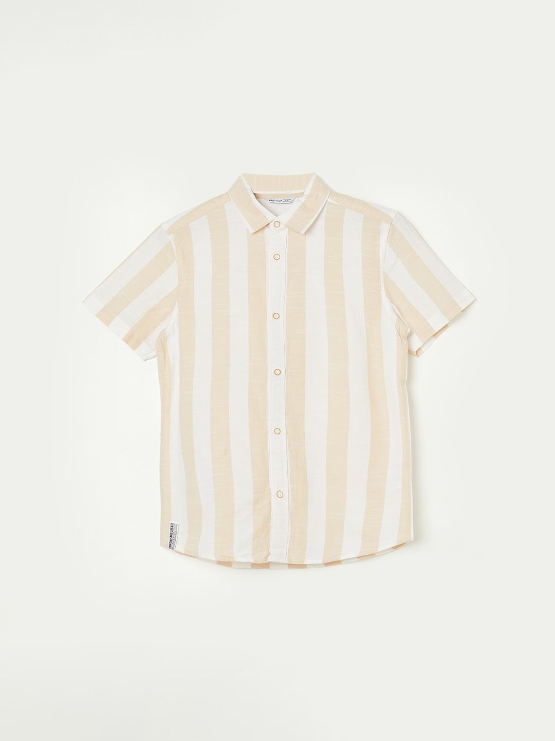 

Fame Forever by Lifestyle Boys Striped Short Sleeves Pure Cotton Casual Shirt, Beige