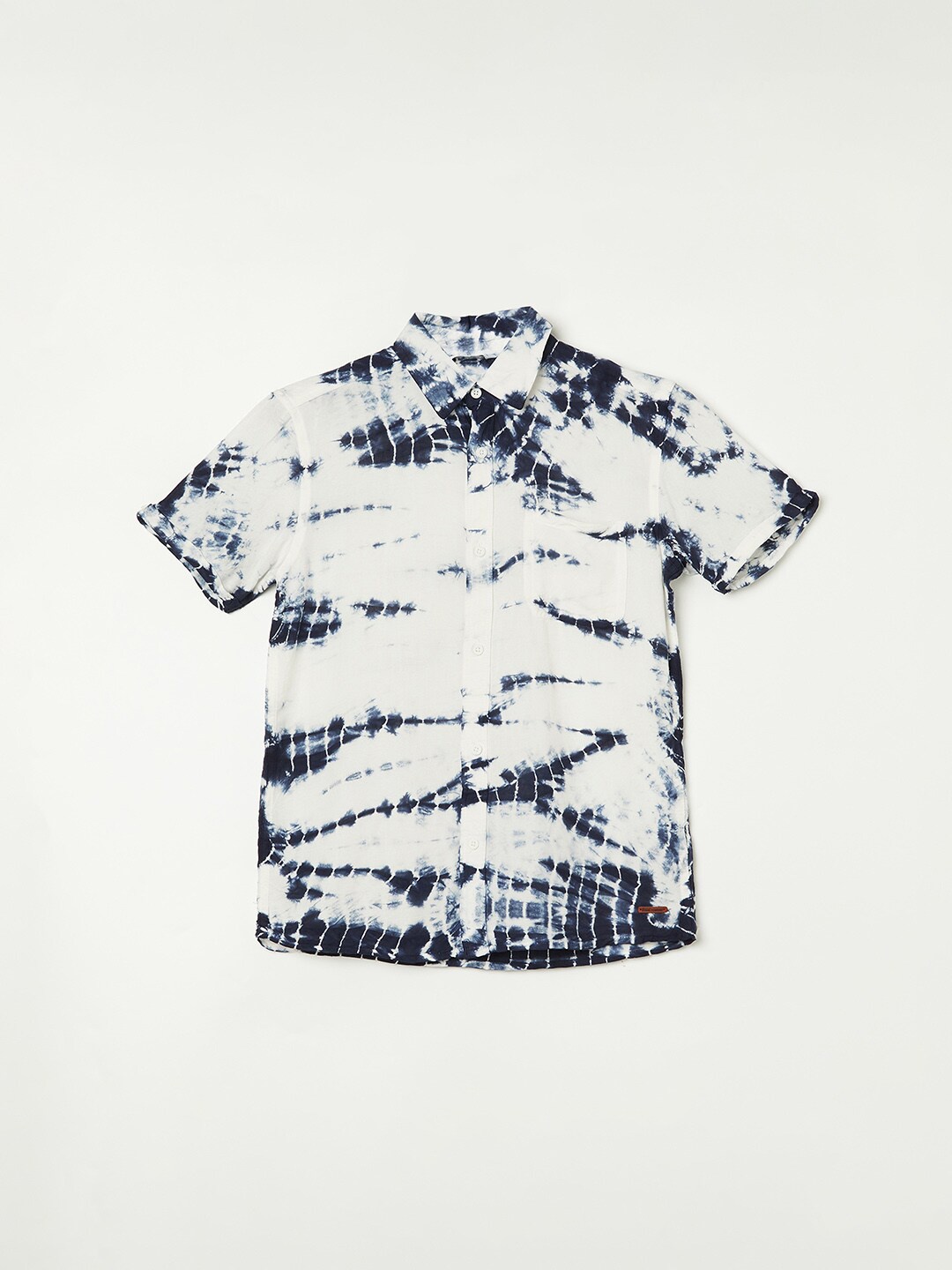 

Fame Forever by Lifestyle Boys Tie & Dye Printed Short Sleeves Casual Shirt, Blue