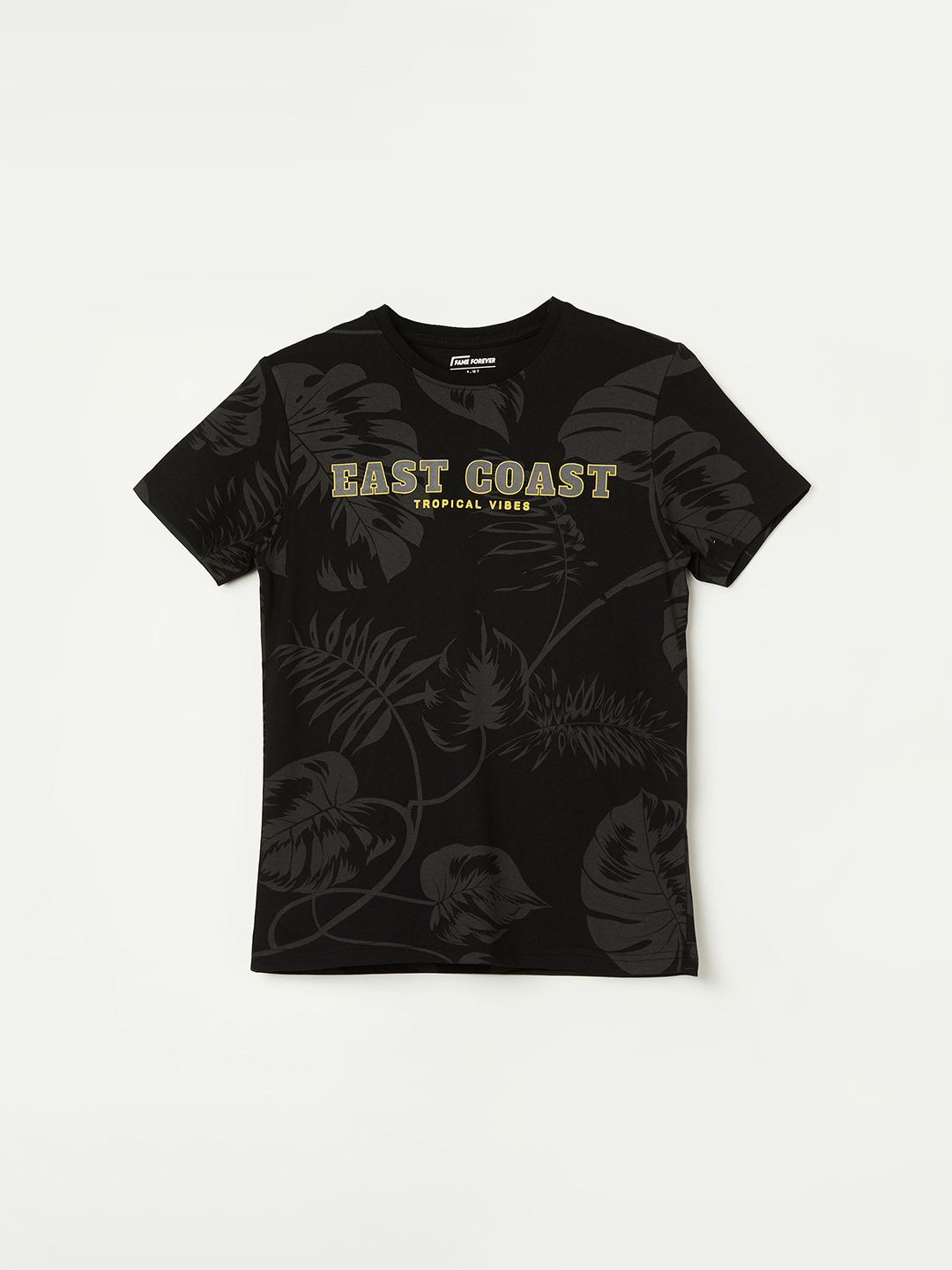 

Fame Forever by Lifestyle Boys Round Neck Tropical Printed T-shirt, Black