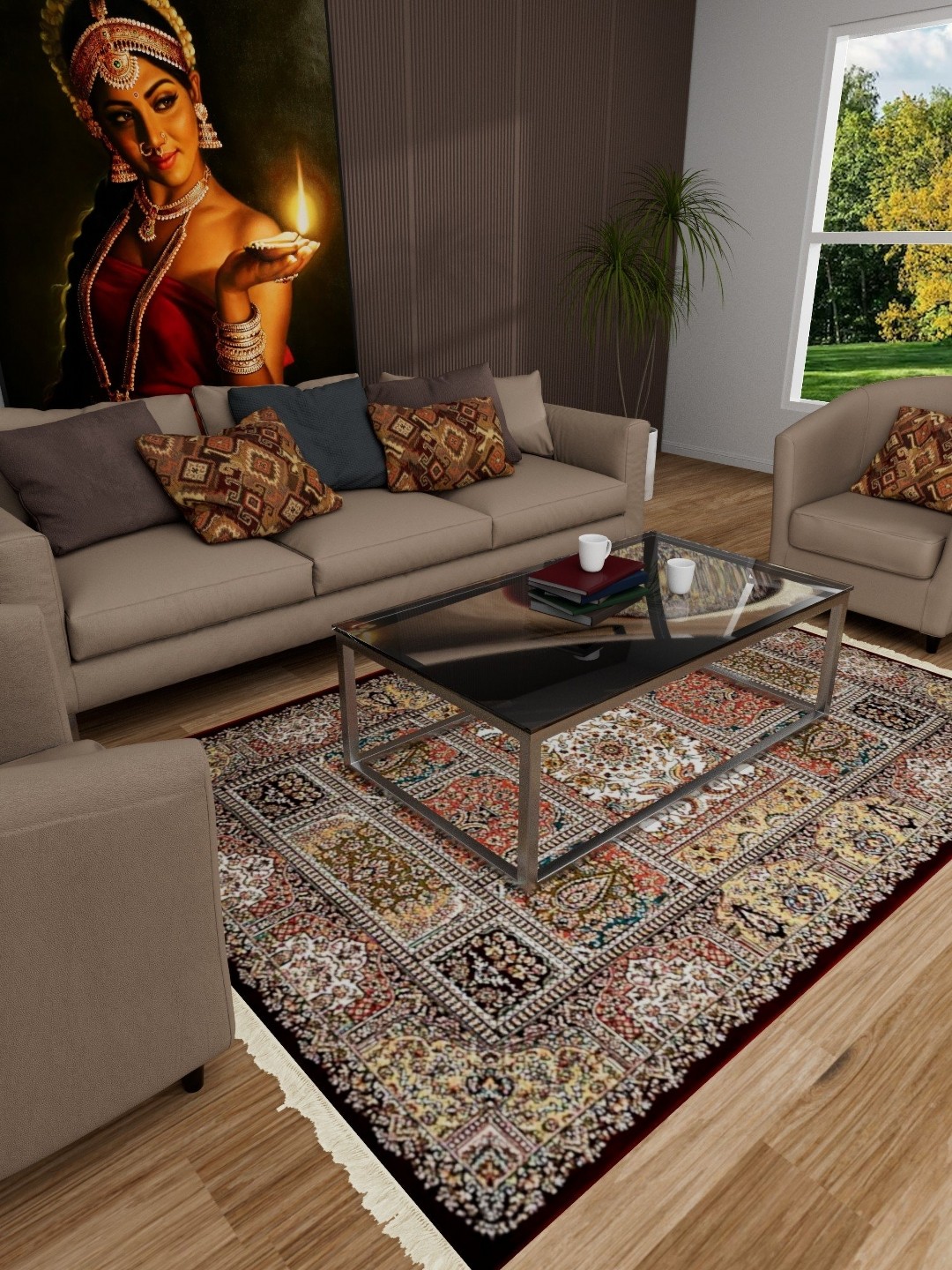 

Exotic India Black Ethnic Motifs Printed Cotton Carpet