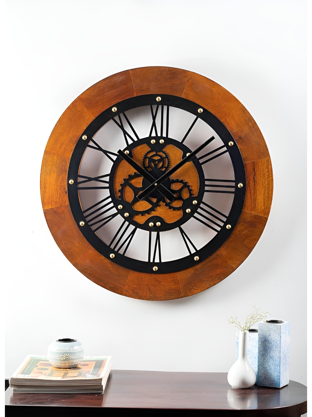

vedas Brown & White C-Deli Heritage Wood Wall Clock