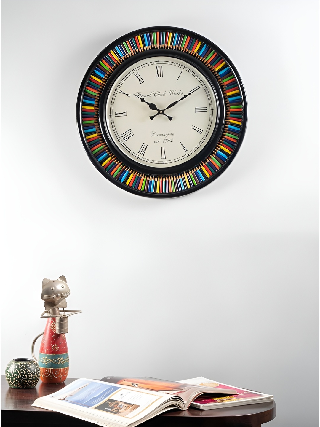 vedas Wooden Wall Clock with Dial, White