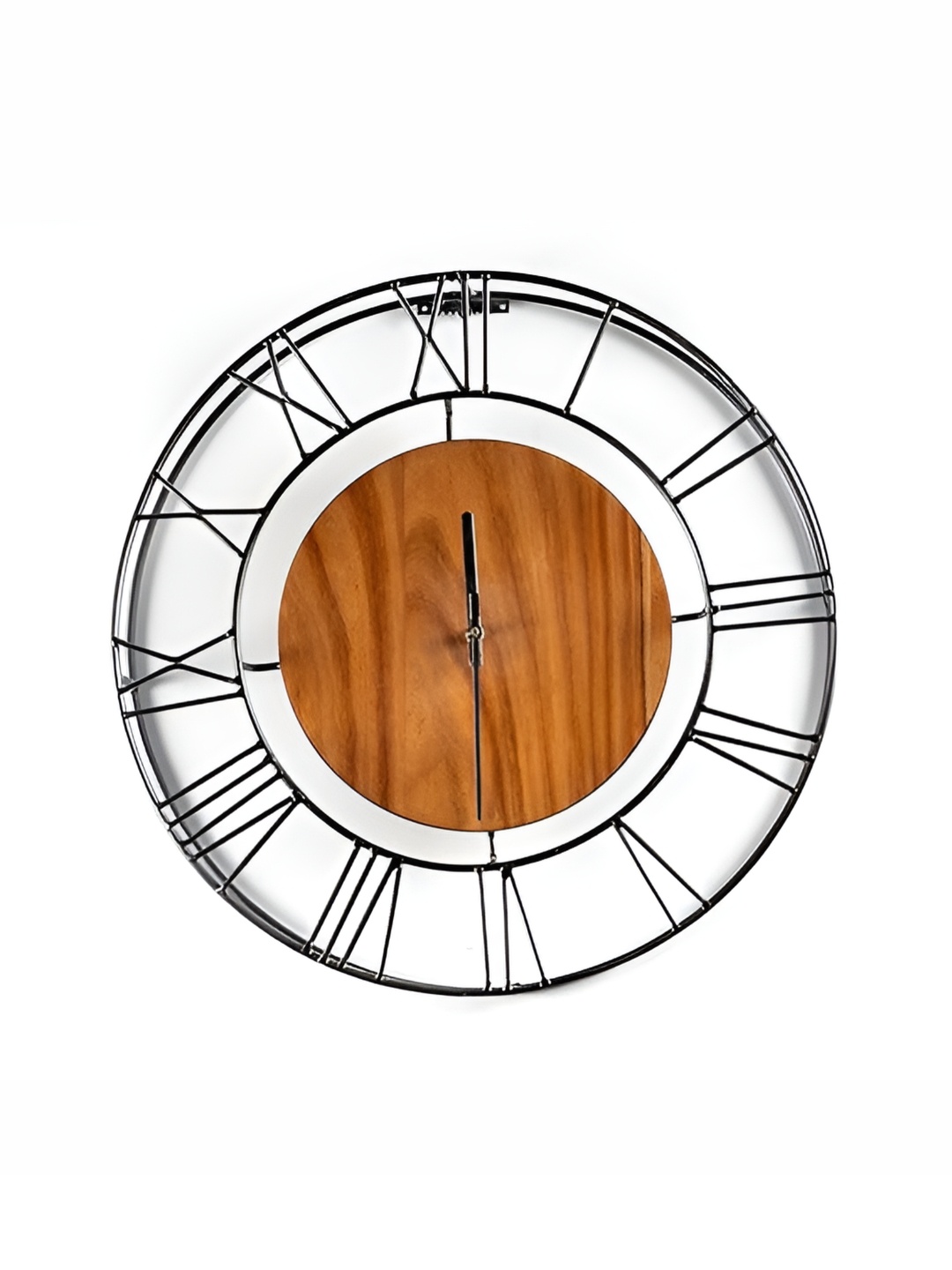 

vedas Black Metal Round Analogue Wall Clock, Metallic