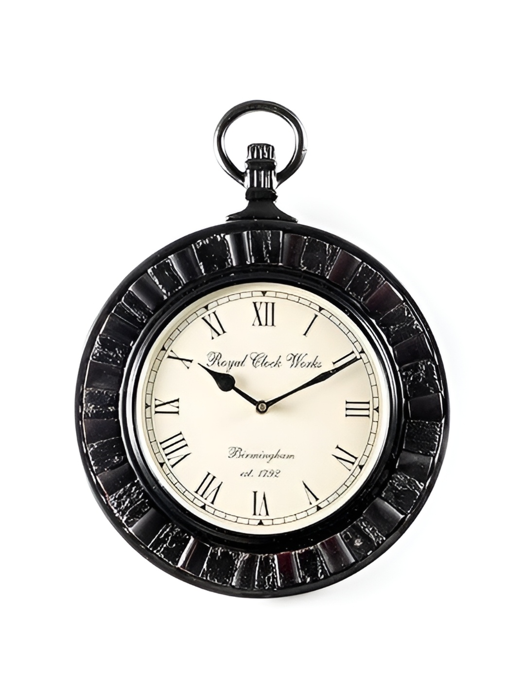 

vedas Black & Cream Colored C-Siya Wood Wall Clock