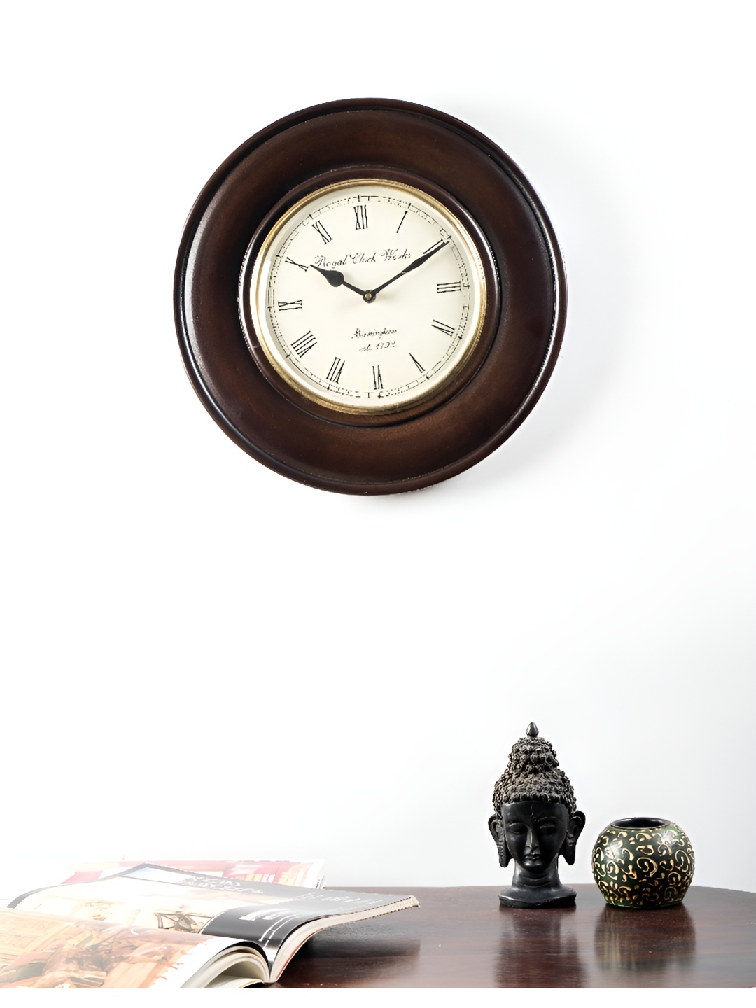 

vedas Brown & White C-Ari Wood Wall Clock