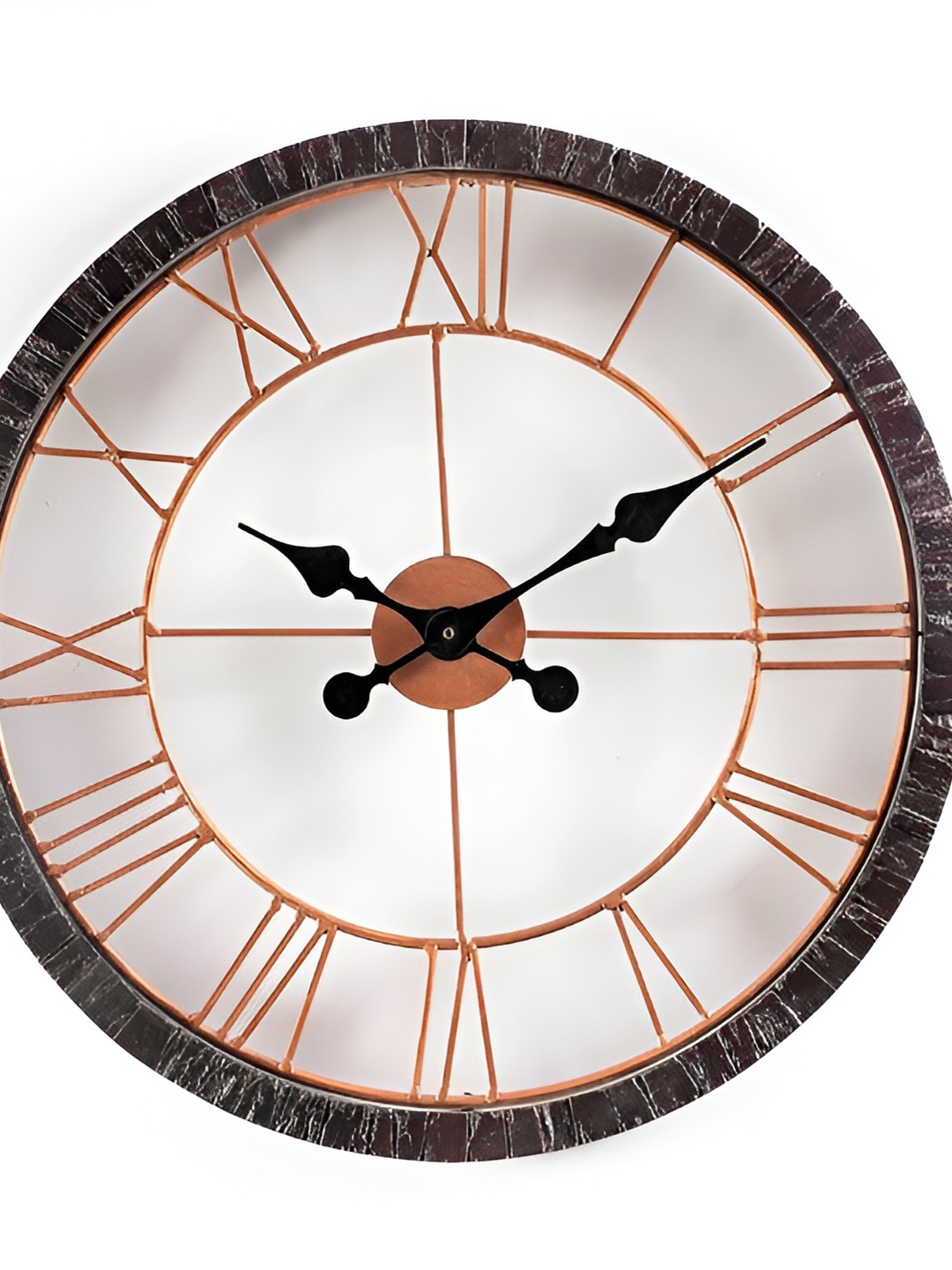 

vedas Brown & Black Textured Round Analogue Wall Clock