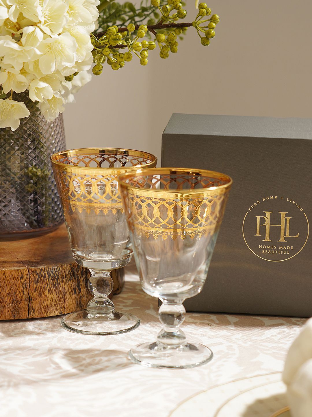 

Pure Home and Living Pack of 2 Printed Transparent Wine Glass