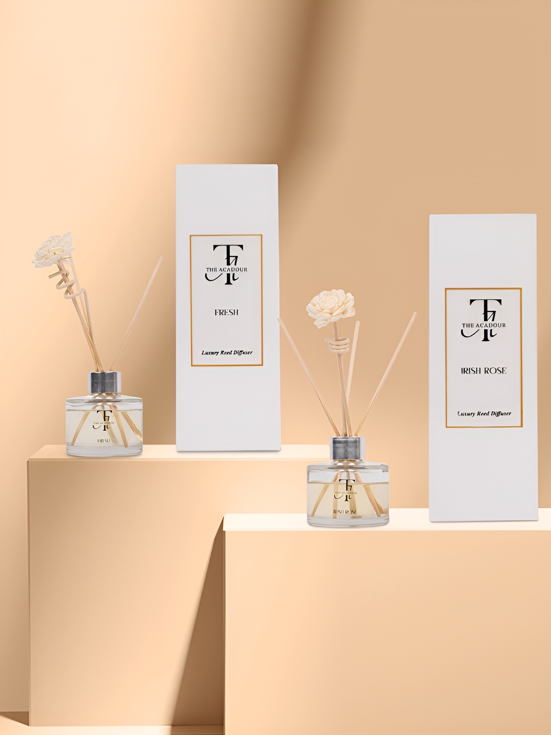 

THE ACADOUR Set of 2 Reed Diffuser Fresh & Irish Rose 100 ml, White