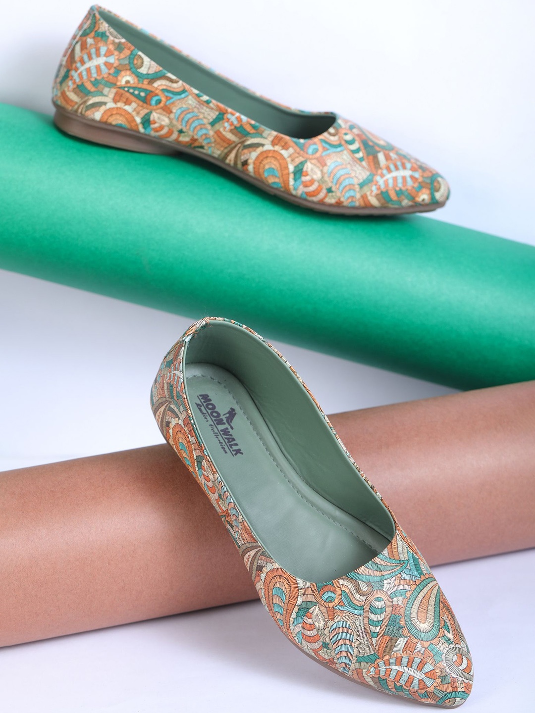 

Moonwalk Women Printed Ballerinas Flats, Green