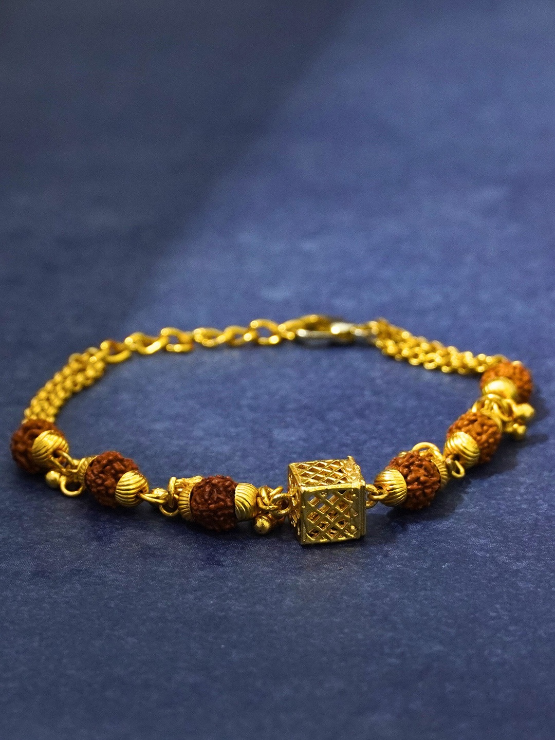 

Japam Gold Plated Cubio Rudraksha Bracelet