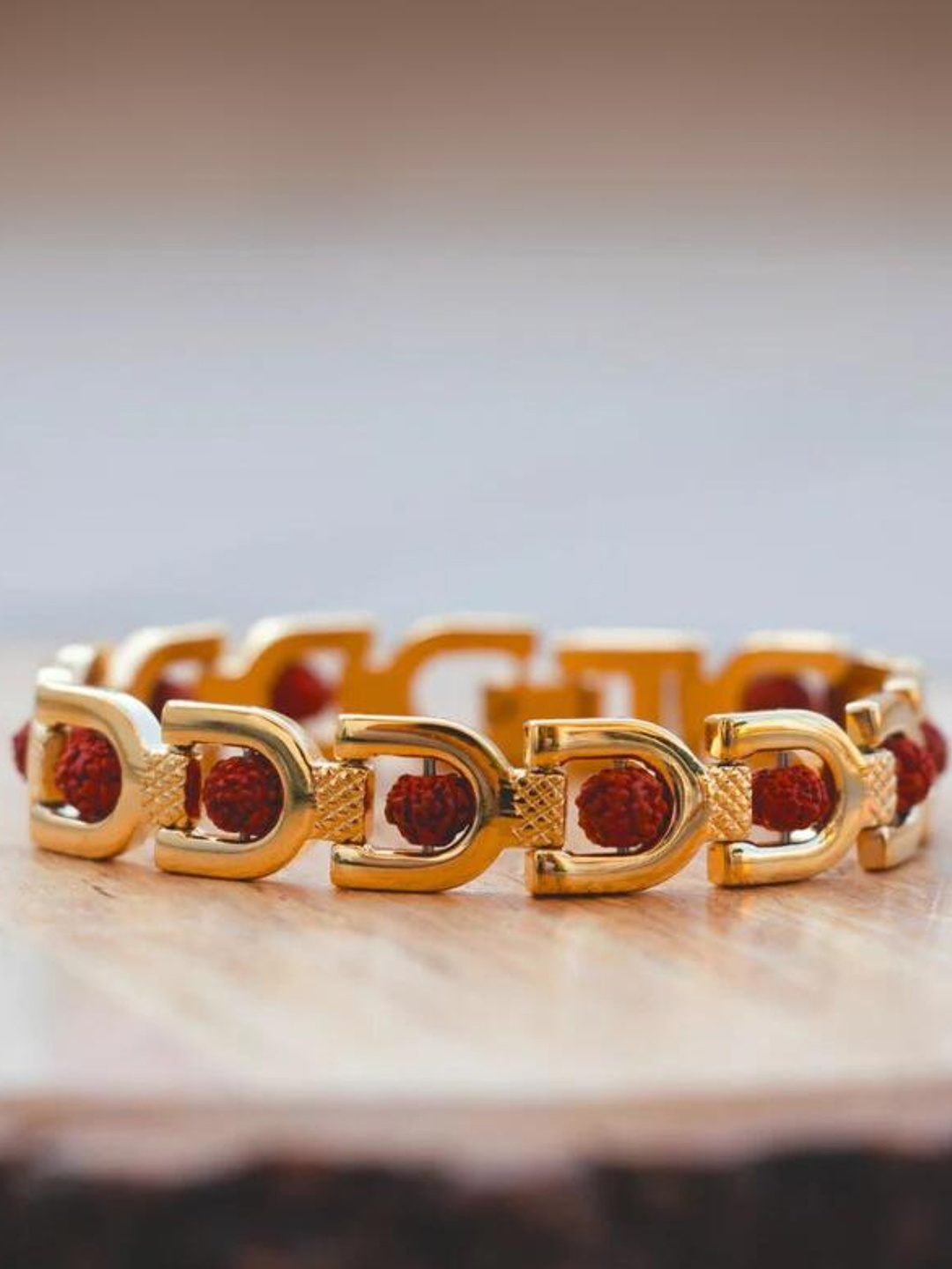 

Japam Men Gold Plated Prime Rudraksha Crosses Bracelet