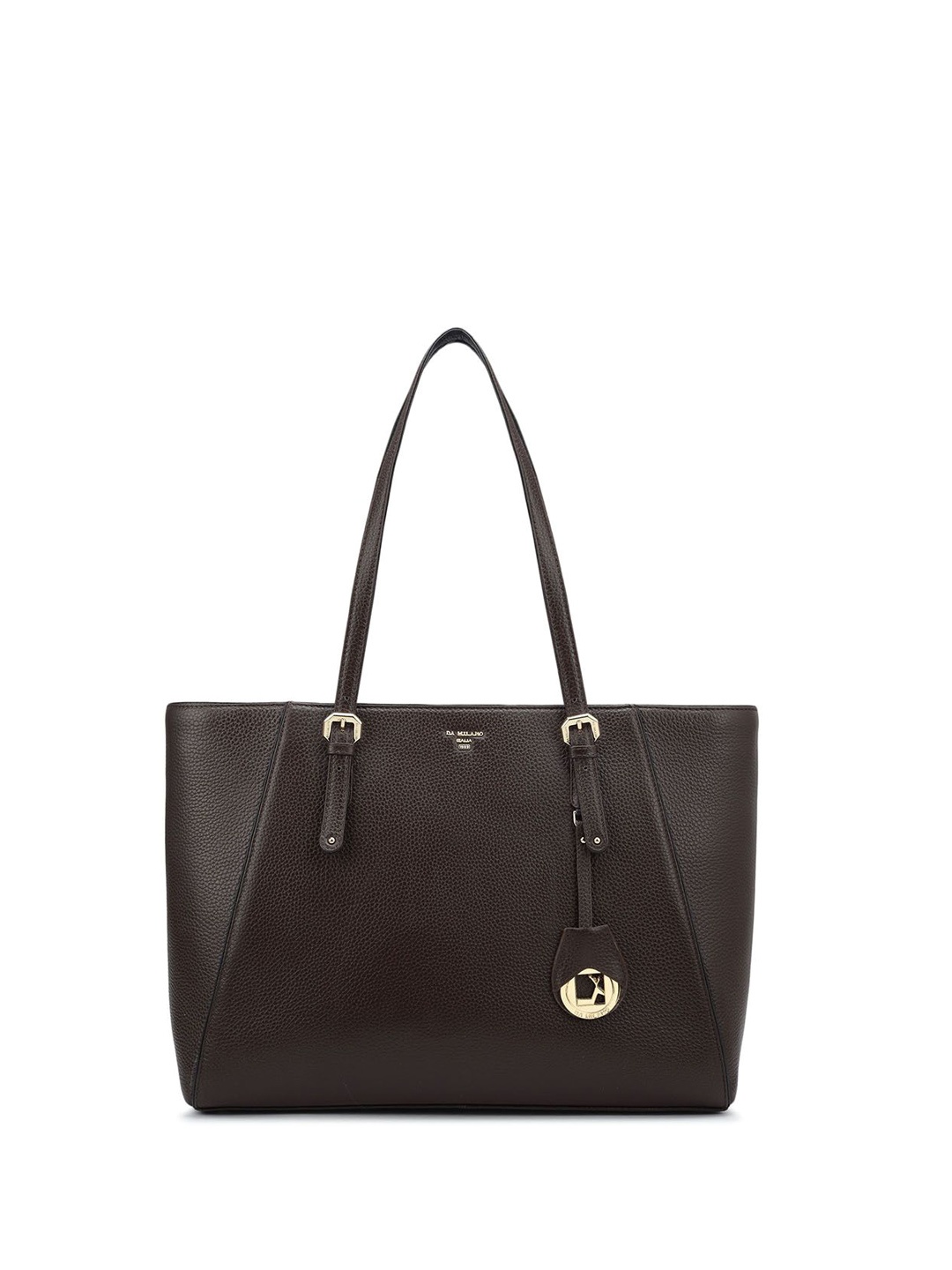 

Da Milano Women Textured Leather Oversized Structured Tote Bag, Brown