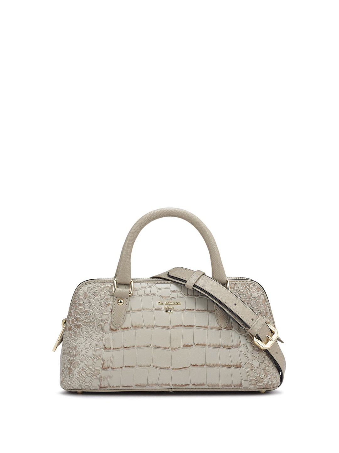 

Da Milano Leather Oversized Structured Handheld Bag with Cut Work, White