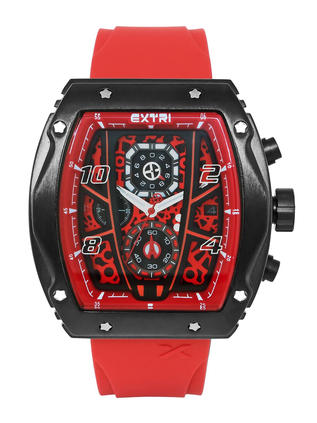 

EXTRI Men Printed Dial & Straps Analogue Chronograph Automatic Watch X6053-G, Red