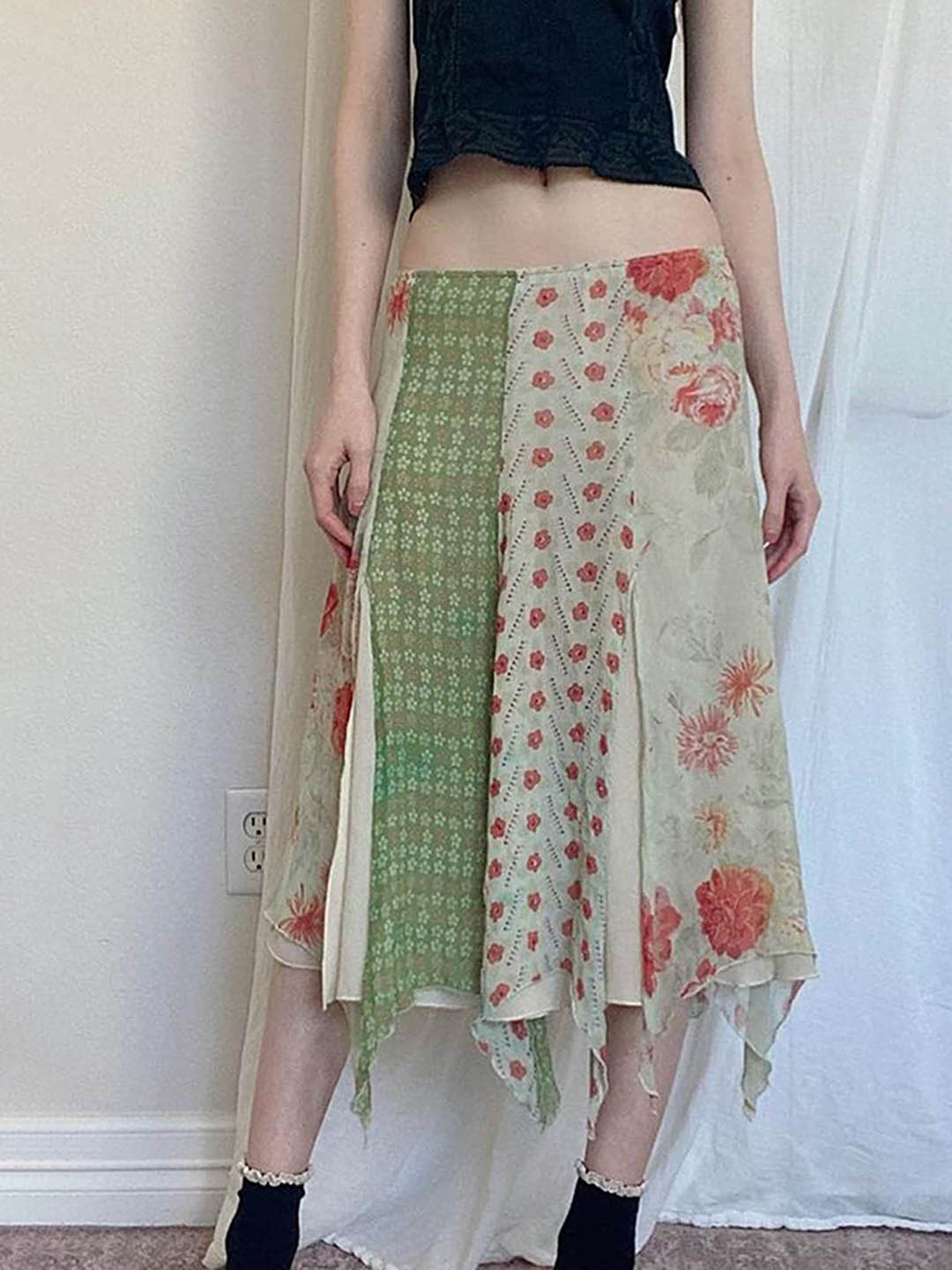 

LULU & SKY Printed A-Line Maxi Skirt, Green