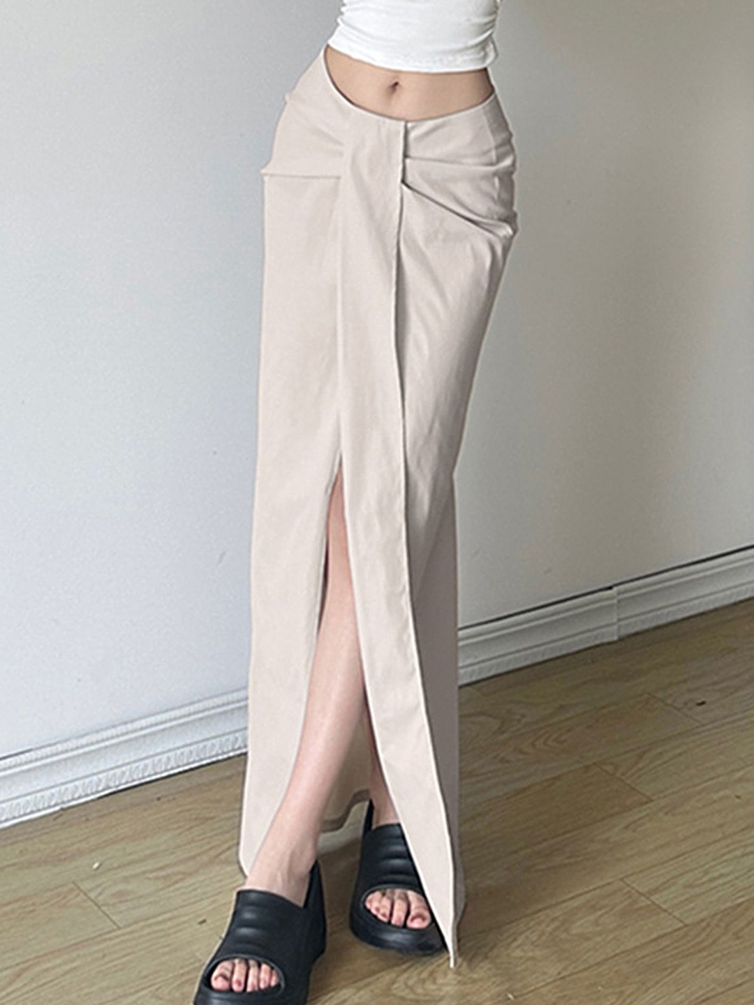 

LULU & SKY Long Drape Skirt, Beige