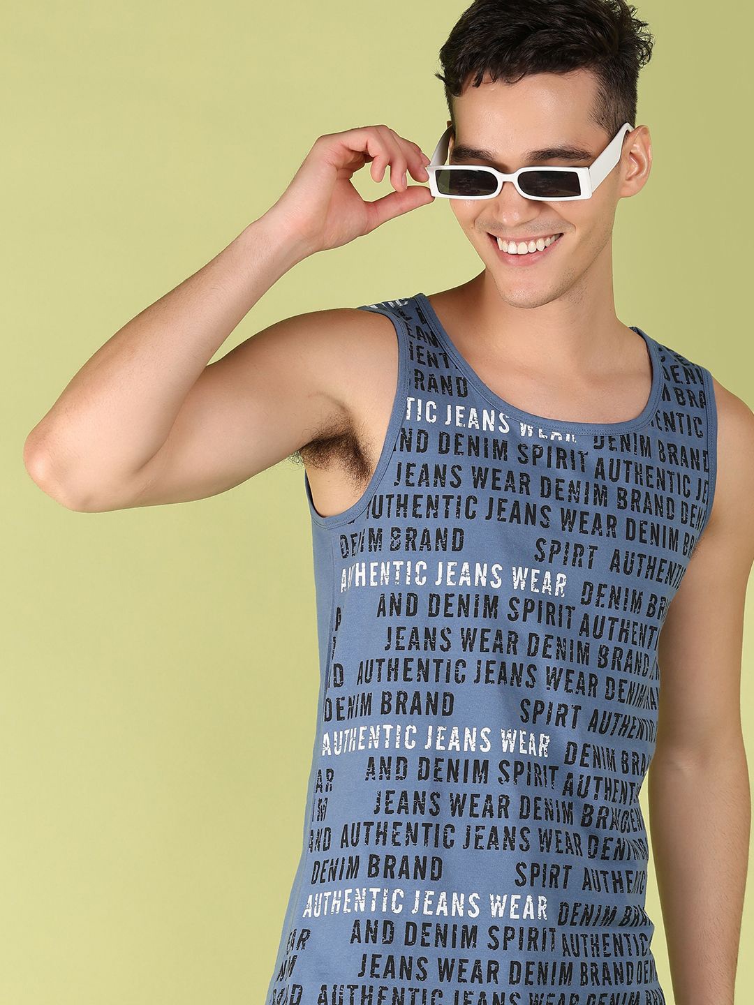 

V-Mart Men Typography Printed Sleeveless T-shirt, Blue