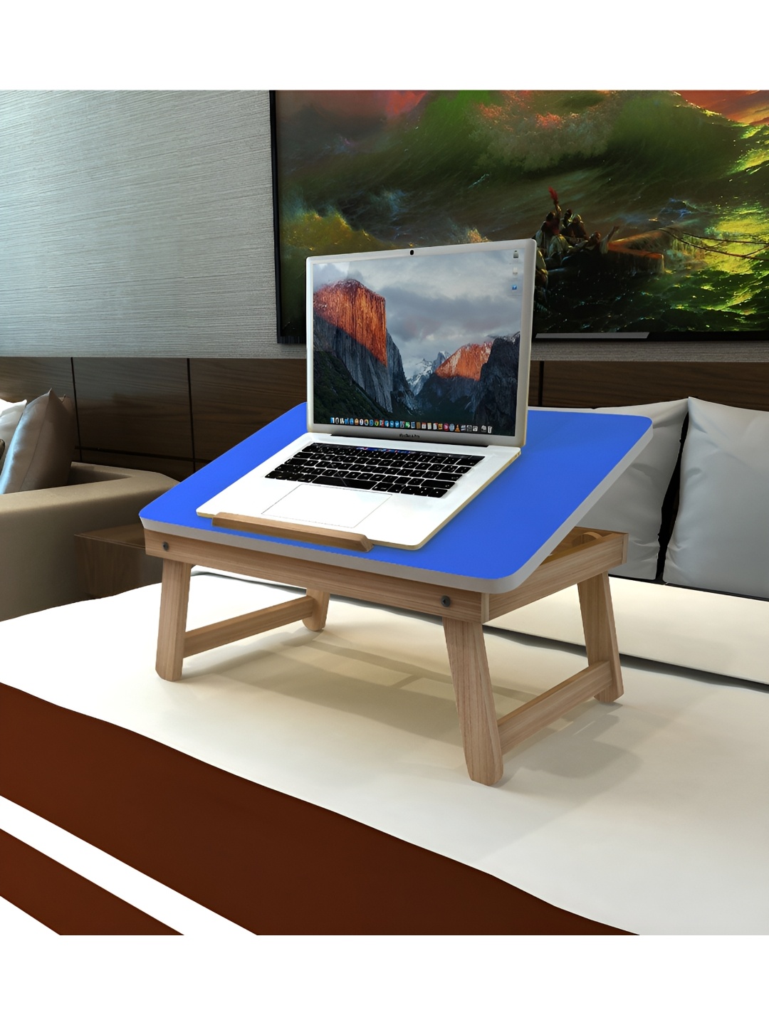 

Fabura Blue Wooden Portable Laptop Table