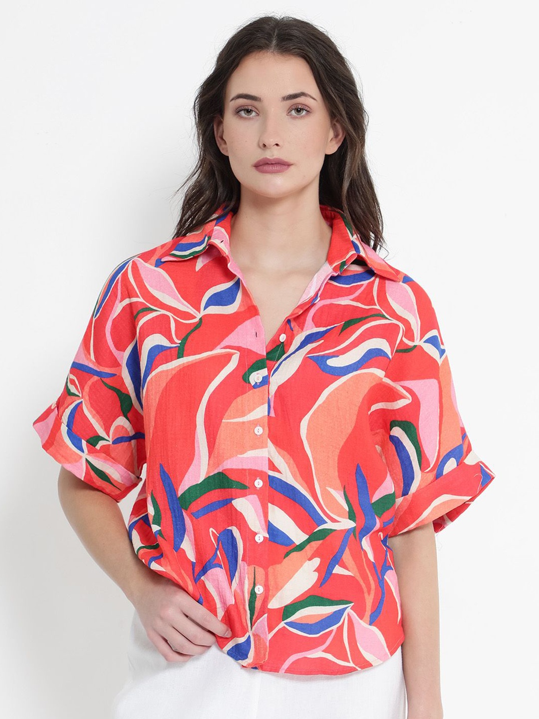 

RAREISM Comfort Printed Cotton Casual Shirt, Red