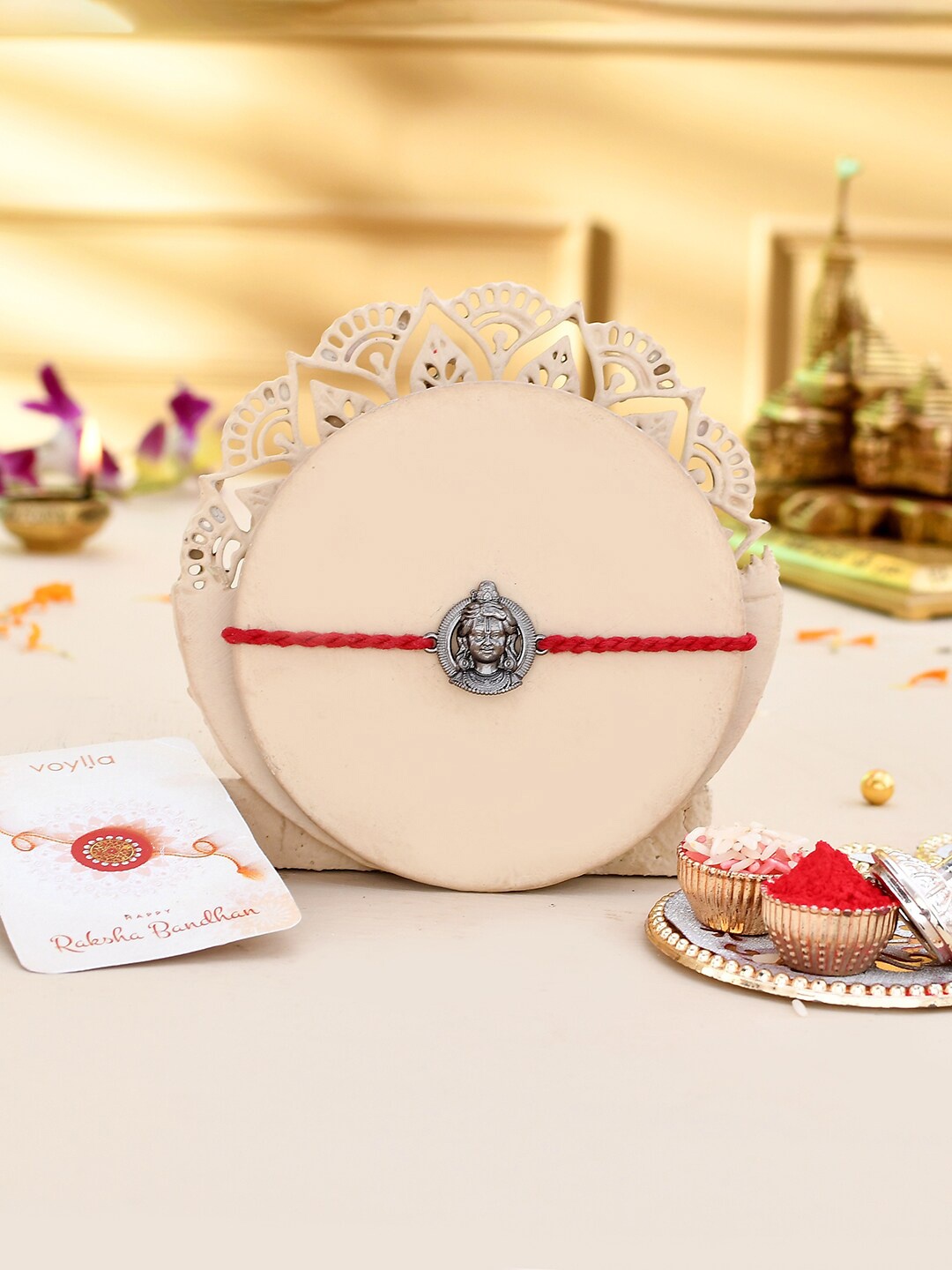 

Voylla Ram Lalla Black Rhodium Rakhi, Silver
