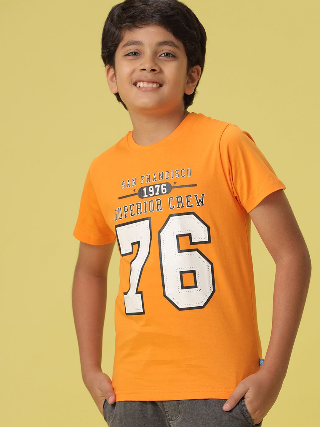 

V-Mart Boys Typography Printed T-shirt, Orange