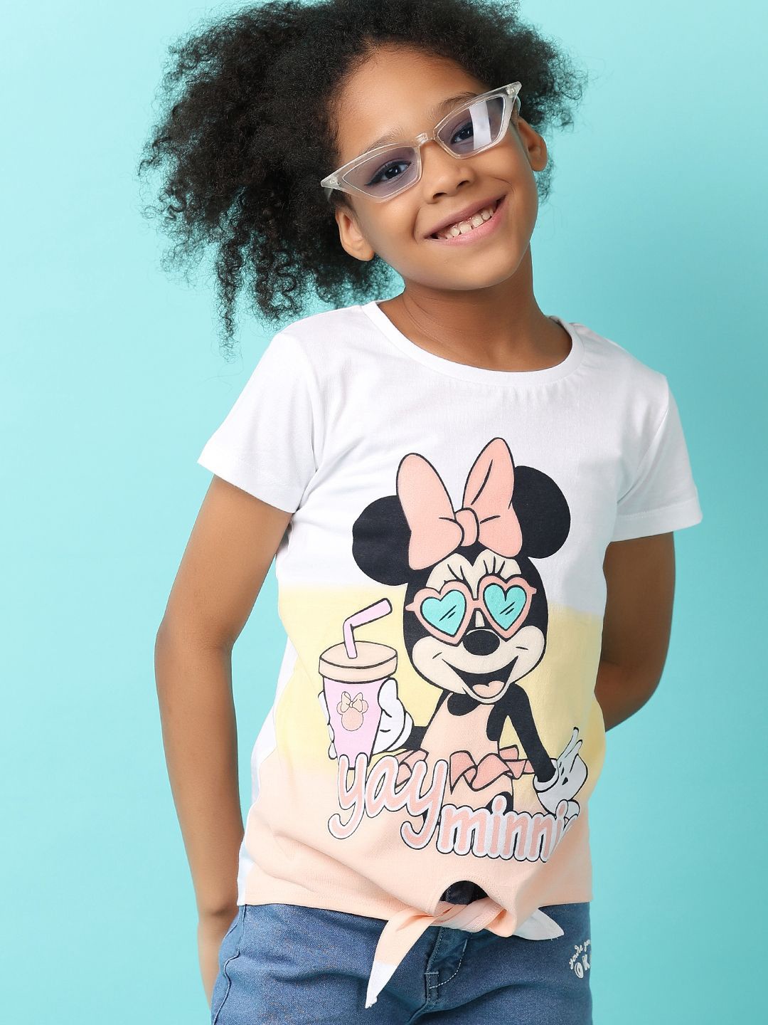

V-Mart Girls Round Neck Printed Cotton T-shirt, White