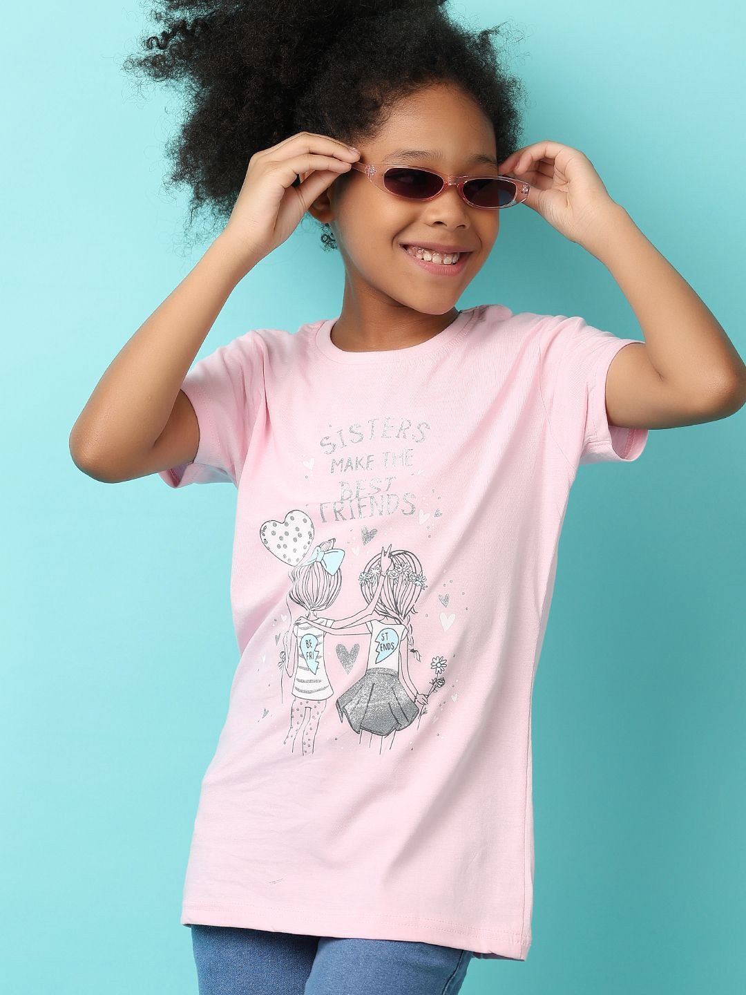 

V-Mart Girls Typography Printed T-shirt, Pink