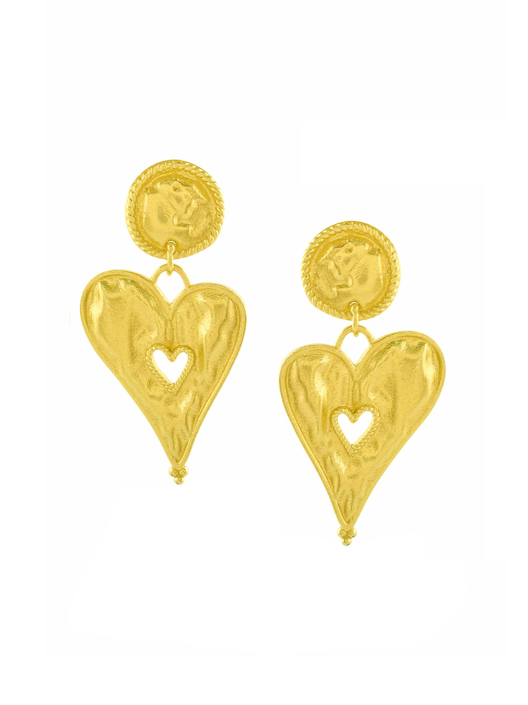 

ARVINO Gold-Plated Heart Shaped Drop Earrings