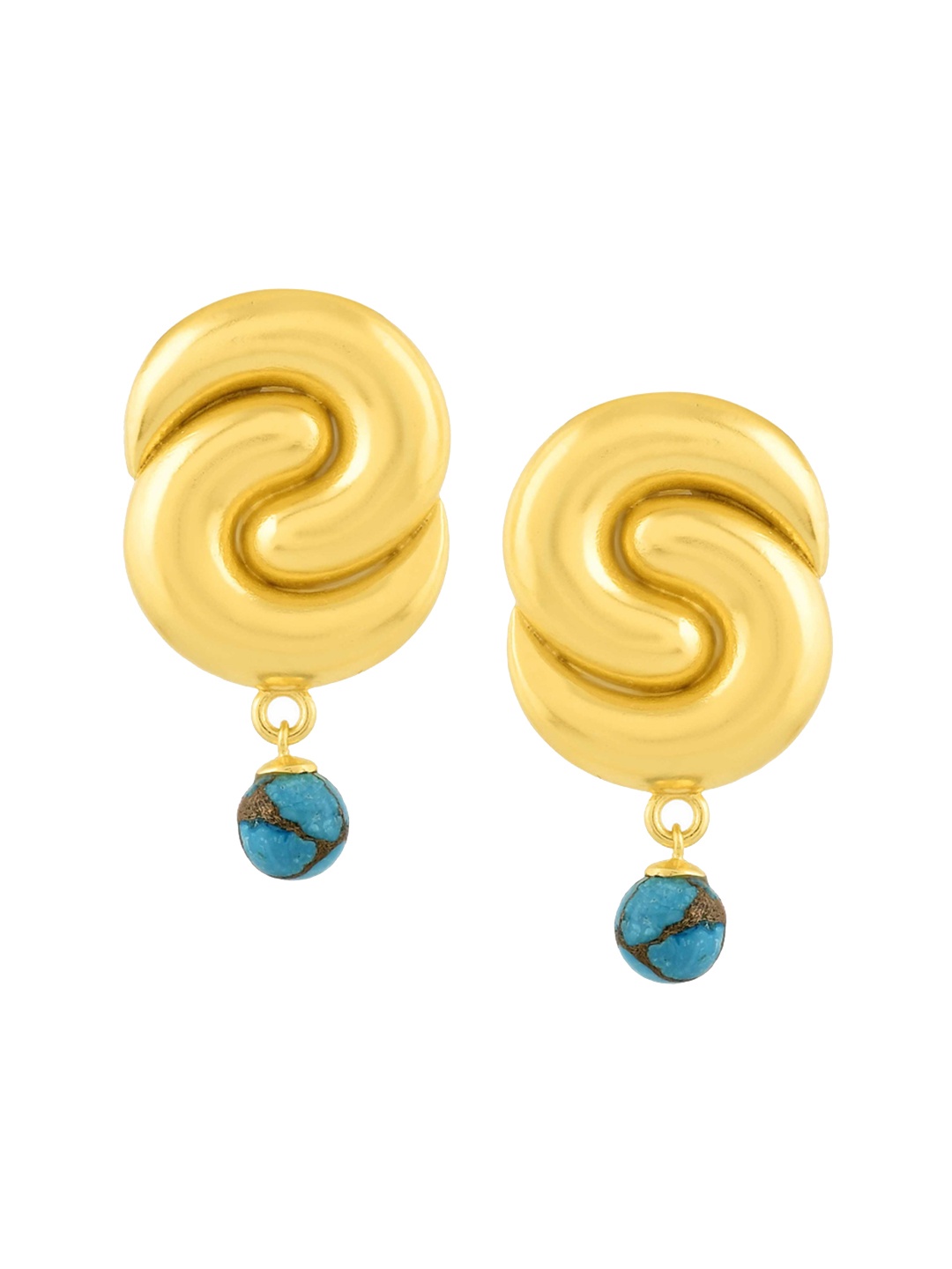 

ARVINO Turquoise Gold-Plated Contemporary Drop Earrings