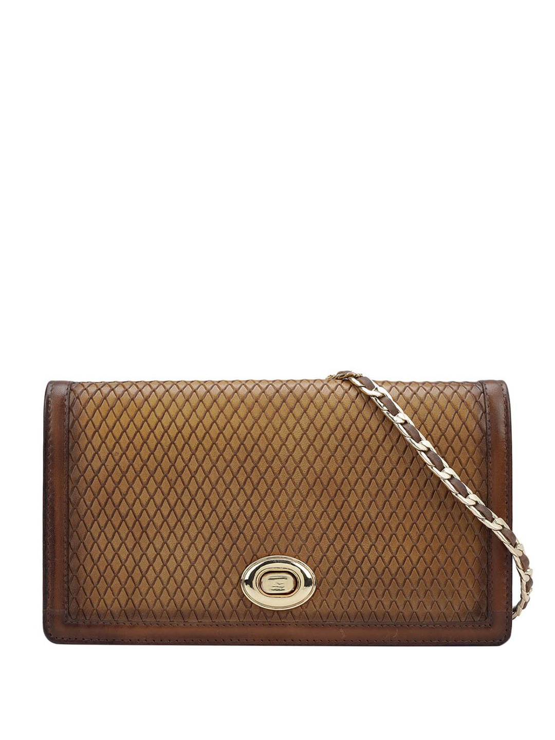 

Da Milano Women Textured Leather Envelope Wallet, Brown