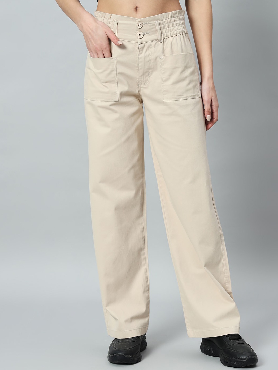 

Chemistry Women Relaxed Straight Fit Easy Wash Trousers, Cream